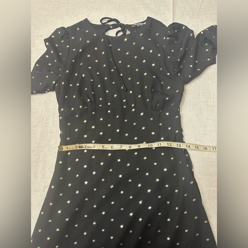 Fashion Union Black Dress with White Dots - Picture 9 of 11